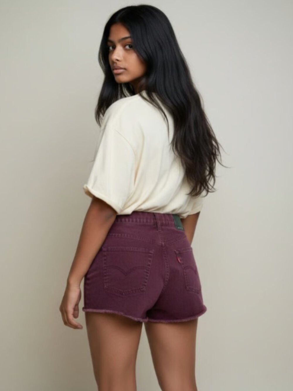 Levi's Women's eggplant purple Denim High-Waisted 511 slim shorts